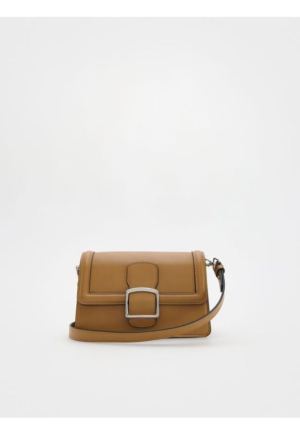 Reserved - Torebka crossbody z klamrą - brązowy. Kolor: brązowy. Materiał: skórzane. Styl: klasyczny