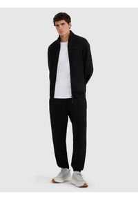 4f - 4F Bluza dresowa rozpinana bez kaptura męska - czarna M. Okazja: na co dzień. Typ kołnierza: bez kaptura. Kolor: czarny. Materiał: dresówka. Styl: casual