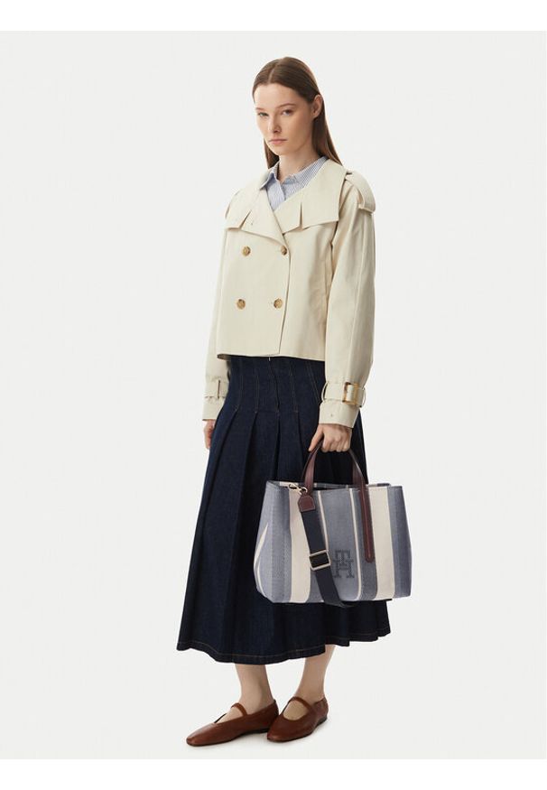 TOMMY HILFIGER - Tommy Hilfiger Torebka Th City Satchel Jacquard AW0AW18733 Niebieski. Kolor: niebieski