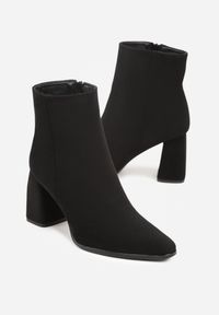 Renee - Czarne Botki na Słupku w Klasycznym Stylu Fesorra. Okazja: na co dzień. Kolor: czarny. Materiał: jeans. Obcas: na słupku. Styl: klasyczny #3