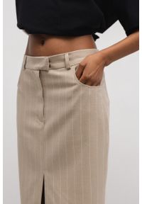 Marsala - Długa spódnica w paski w kolorze BEIGE TONE- RADIANCE-XL. Okazja: na co dzień. Kolor: beżowy. Materiał: tkanina, poliester. Długość: długie. Wzór: paski. Styl: elegancki, casual