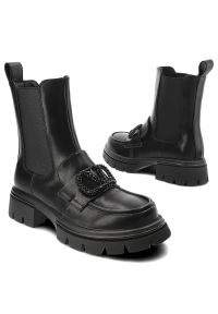 Czarne Botki S.Barski Wsuwane Obuwie Damskie Z Broszką. Okazja: na co dzień. Zapięcie: bez zapięcia. Kolor: czarny. Materiał: skóra ekologiczna. Styl: casual #7