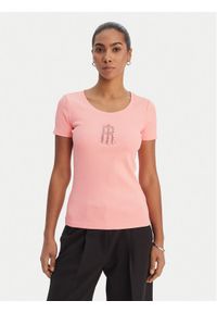 Fracomina T-Shirt FP26ST3001J42701 Koralowy Slim Fit. Kolor: pomarańczowy. Materiał: syntetyk #1