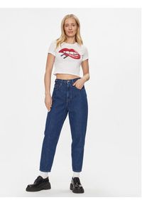 Tommy Jeans T-Shirt Lips DW0DW17373 Biały Slim Fit. Kolor: biały. Materiał: bawełna