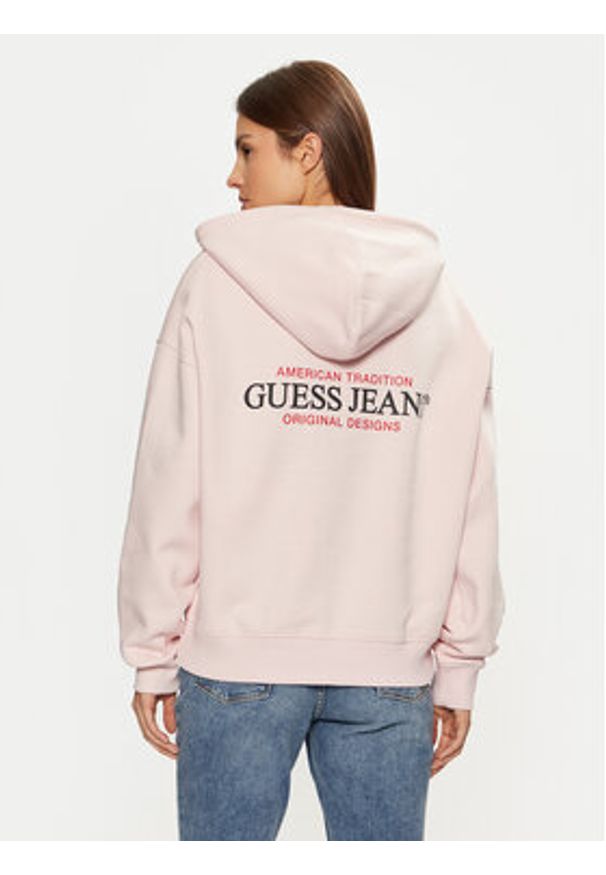 Guess Jeans Bluza W4BQ21 KC811 Beżowy Regular Fit. Kolor: beżowy. Materiał: bawełna