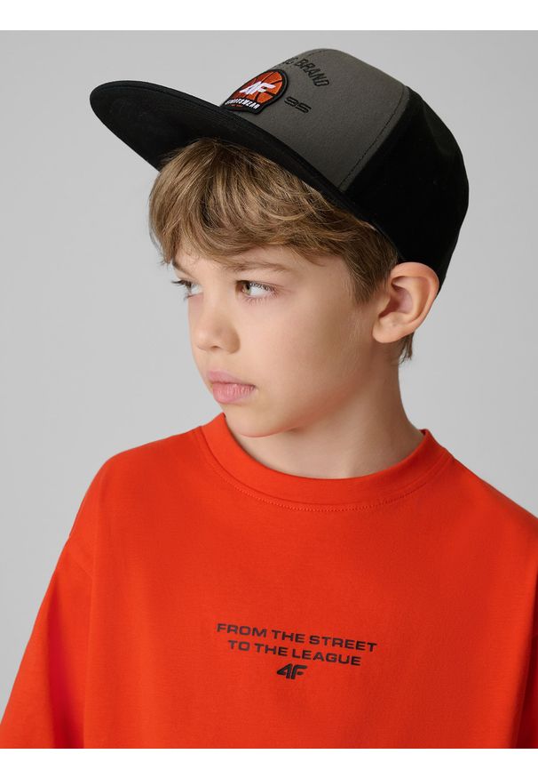 4f - 4F Czapka z daszkiem snapback dziecięca - szara MT. Kolor: szary. Styl: casual, młodzieżowy