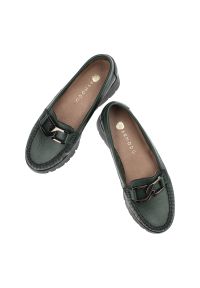 Zielone Stylowe Mokasyny Armodo Modne Obuwie Damskie. Okazja: na co dzień, na spotkanie biznesowe. Zapięcie: klamry. Kolor: zielony. Materiał: skóra. Styl: elegancki #6