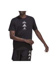 Adidas - Koszulka adidas Designed To Move Logo HM4797 - czarna. Kolor: czarny. Materiał: materiał, elastan, poliester, dresówka. Długość rękawa: krótki rękaw. Długość: krótkie. Sport: fitness