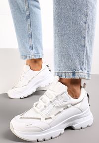 Renee - Białe Sneakersy ze Stoperem na Grubej Podeszwie Saighan. Okazja: na co dzień. Kolor: biały #1