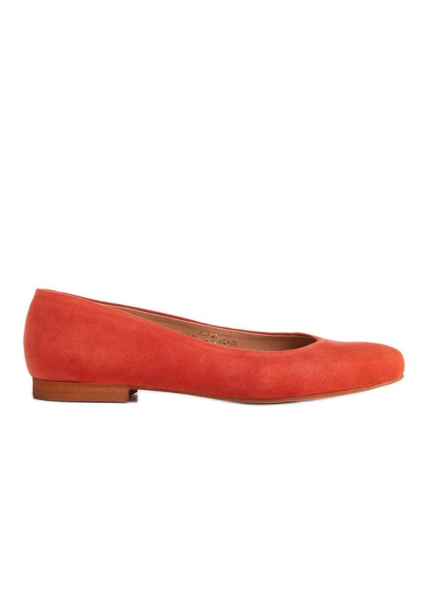 Marco Shoes Baleriny ze skóry zamszowej pomarańczowe. Kolor: pomarańczowy. Materiał: zamsz, skóra