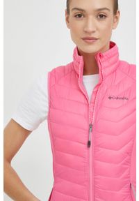 columbia - Columbia bezrękawnik sportowy Powder Pass kolor różowy przejściowy. Kolor: różowy. Materiał: tkanina, syntetyk, materiał, puch. Długość rękawa: bez rękawów. Styl: sportowy #2