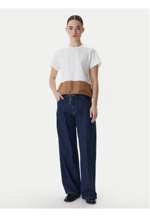 Marella T-Shirt Zorro 2615111141 Beżowy Relaxed Fit. Kolor: beżowy. Materiał: bawełna