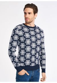 Ochnik - Sweter męski. Kolor: niebieski. Materiał: materiał