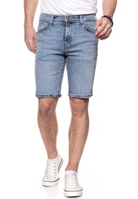 Wrangler - SPODENKI MĘSKIE WRANGLER DENIM SHORT LIGHT MARBLE W14CRE19J. Materiał: denim