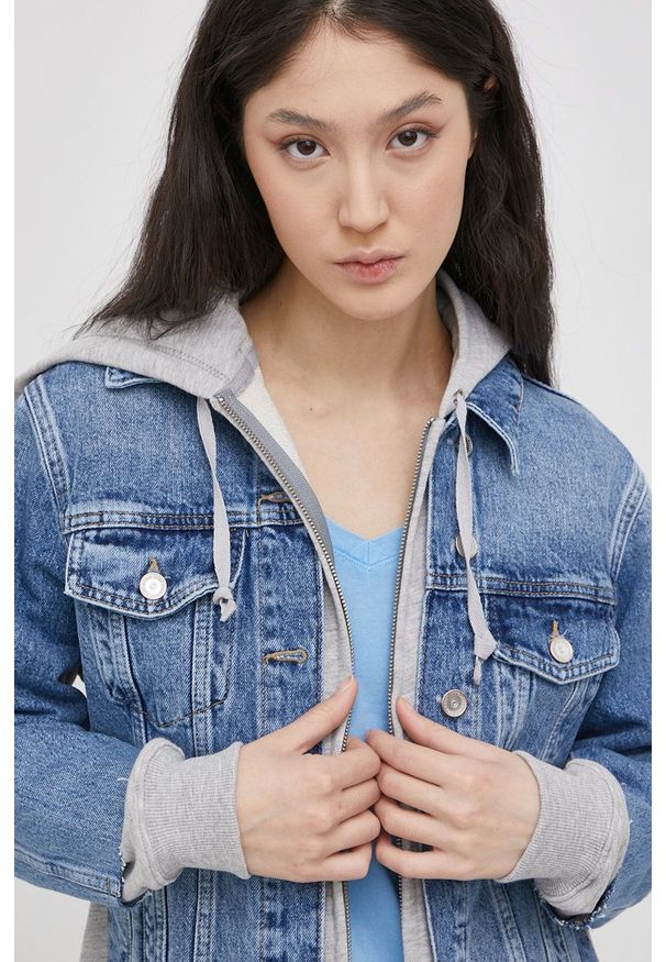 only - Only Kurtka damska przejściowa. Okazja: na co dzień. Kolor: niebieski. Materiał: bawełna. Styl: casual