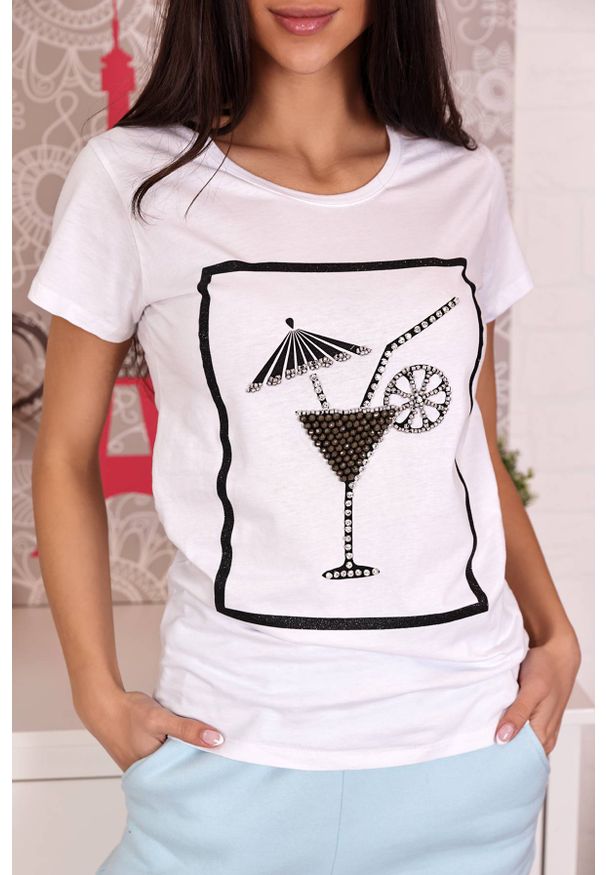 IVET - T-shirt damski DERAMA WHITE. Kolor: biały. Wzór: nadruk