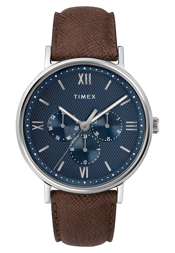 Timex zegarek TW2T35100 Southview Multifunction. Kolor: niebieski. Materiał: skóra, materiał