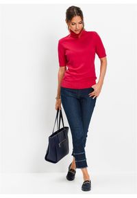 bonprix - Sweter z golfem, krótki rękaw. Typ kołnierza: golf. Kolor: czerwony. Długość rękawa: krótki rękaw. Długość: krótkie. Styl: klasyczny #2