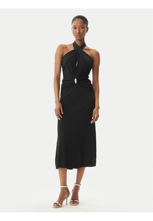 Elisabetta Franchi Sukienka koktajlowa AB-719-52E2-V560 Czarny Regular Fit. Kolor: czarny. Materiał: wiskoza. Styl: wizytowy