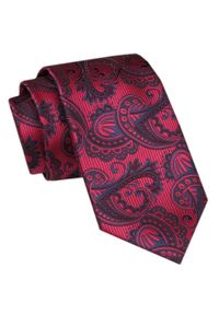 Modny Krawat Męski - Alties - Czerwony w Duży Wzór Paisley. Kolor: czerwony. Materiał: tkanina. Wzór: paisley. Styl: elegancki, wizytowy