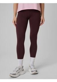 4f - 4F Legginsy dzianinowe damskie - brązowe M. Okazja: na spacer, na co dzień, do domu. Kolor: brązowy. Materiał: dzianina. Długość: do kostek. Styl: casual, klasyczny. Sport: turystyka piesza #2