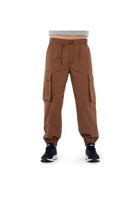 Spodnie Champion Ripstop Cotton Cargo Pants 218739-MS519 - brązowe. Kolor: brązowy. Materiał: elastan, bawełna, materiał. Wzór: aplikacja, haft