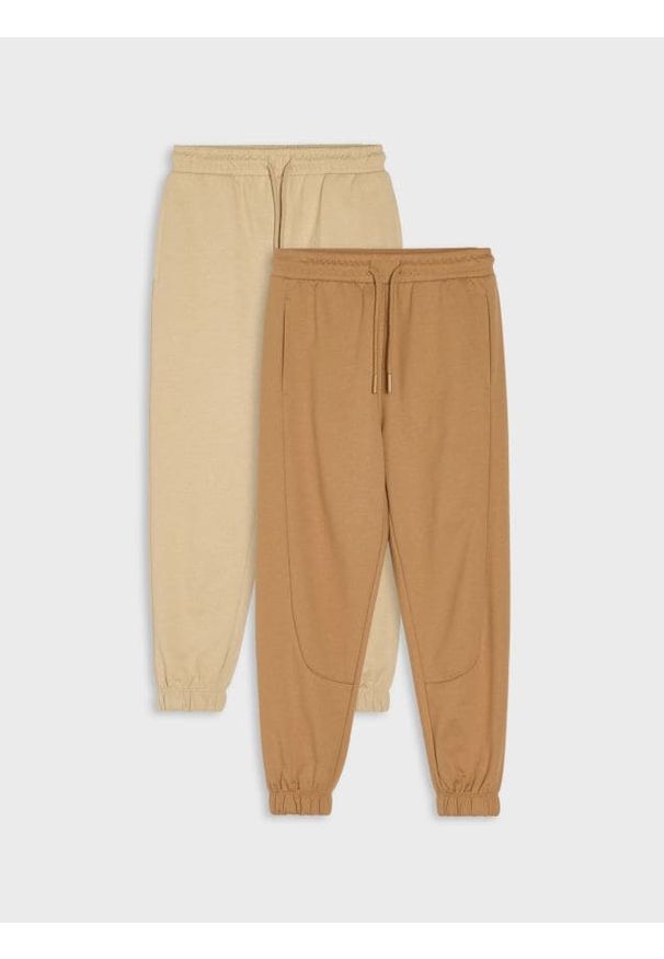 Sinsay - Spodnie dresowe jogger 2 pack - brązowy. Kolor: brązowy. Materiał: dresówka