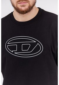 Diesel - DIESEL Czarny t-shirt męski z wytłaczanym logo, Rozmiar S. Kolor: czarny. Materiał: prążkowany #4