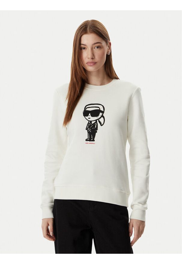 Karl Lagerfeld - KARL LAGERFELD Bluza A2W20071 Beżowy jasny Regular Fit. Typ kołnierza: dekolt w karo. Kolor: beżowy. Materiał: bawełna