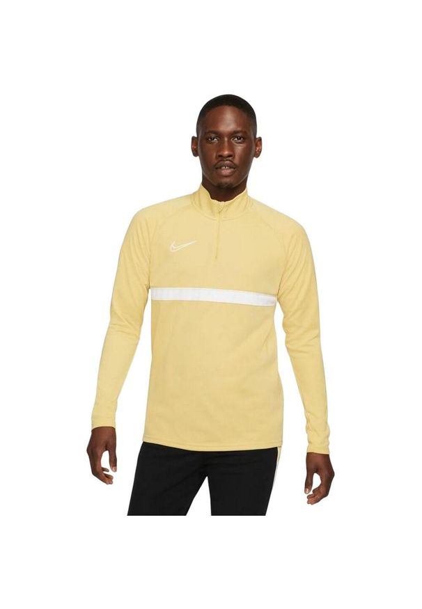 Nike - Męska Koszulka Academy 21 DriFIT Quarter Zip Drill Top. Kolor: żółty