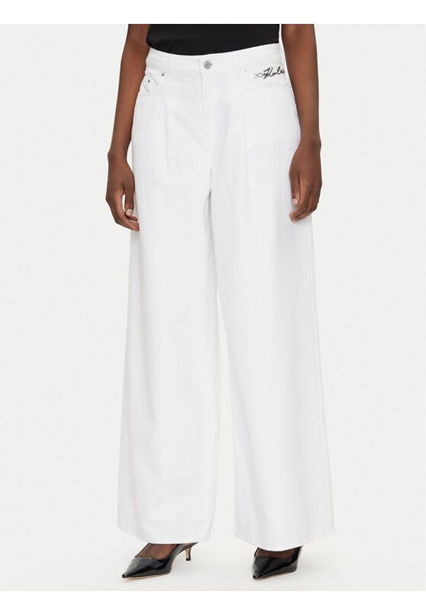 Karl Lagerfeld - KARL LAGERFELD Jeansy A2W10158 Biały Wide Leg. Kolor: biały