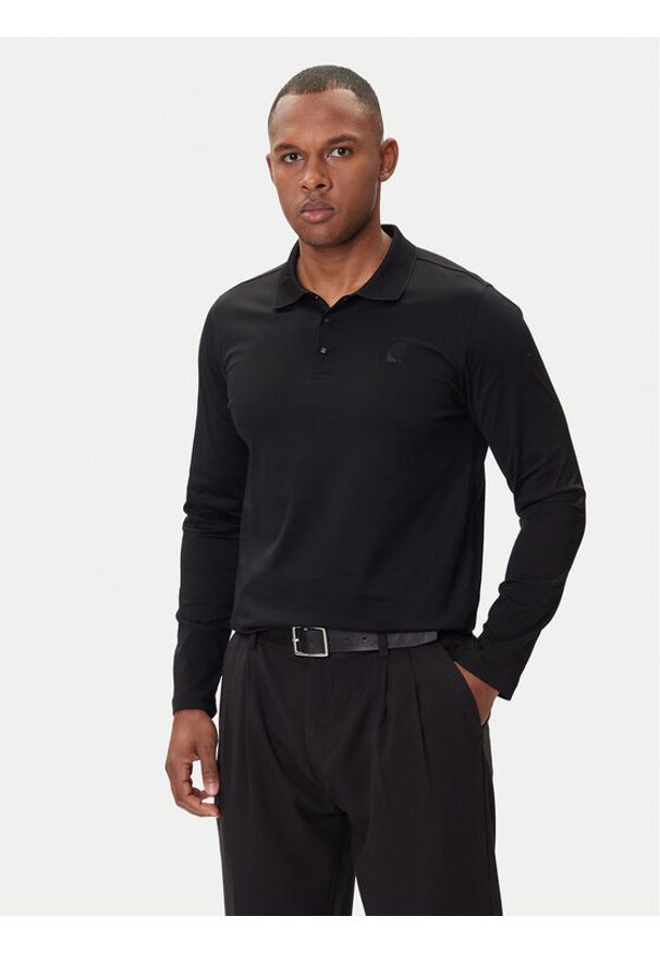 Karl Lagerfeld - KARL LAGERFELD Polo 745000 554200 Czarny Regular Fit. Typ kołnierza: polo. Kolor: czarny. Materiał: bawełna