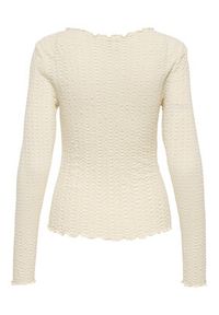 only - ONLY Bluzka Ella 15368469 Beżowy Slim Fit. Kolor: beżowy. Materiał: bawełna #5