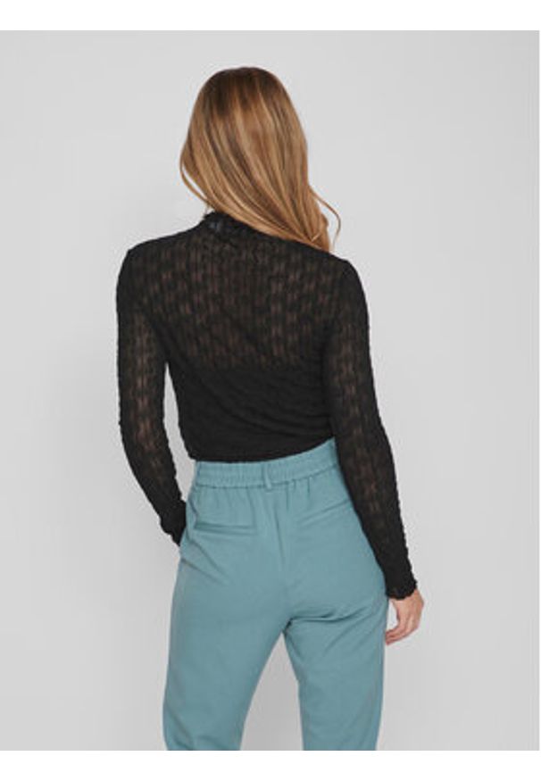Vila Bluzka 14088387 Czarny Slim Fit. Kolor: czarny. Materiał: syntetyk