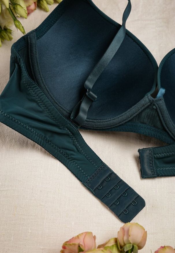 Renee - Ciemnozielony Koronkowy Biustonosz Full Cup z Odpinanymi Ramiączkami Nitan. Kolor: zielony. Materiał: koronka. Rodzaj stanika: odpinane ramiączka