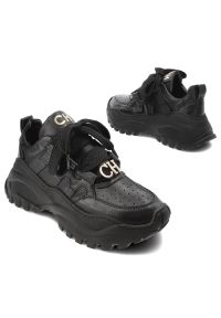 CheBello - Czarne Sneakersy Chebello Stylowe Buty Damskie Ze Skóry Naturalnej. Okazja: na co dzień. Kolor: czarny. Materiał: skóra. Styl: elegancki #3
