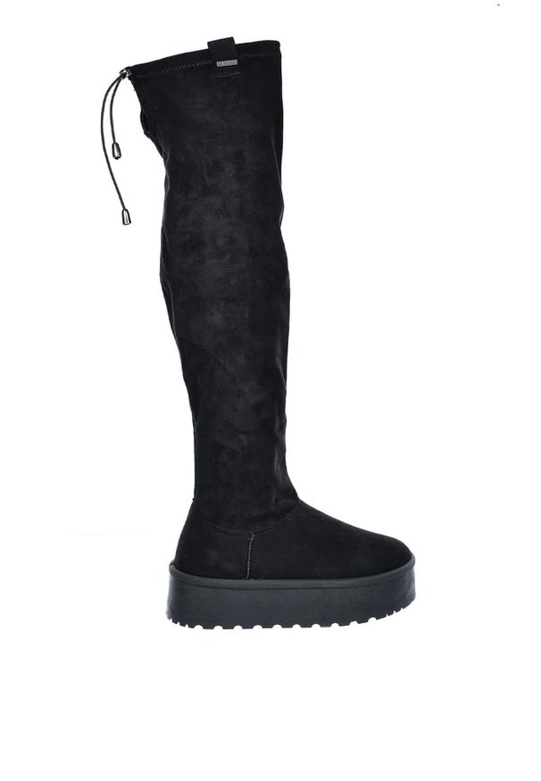 Big-Star - Kozaki damskie na platformie zamszowe czarne Big Star SS274264. Kolor: czarny. Materiał: zamsz. Szerokość cholewki: normalna. Obcas: na platformie