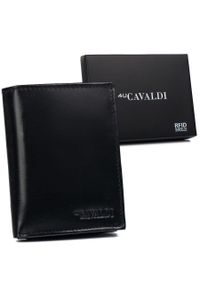 4U CAVALDI - Portfel skórzany Cavaldi [DH] 0104-P-BS czarny. Kolor: czarny. Materiał: skóra