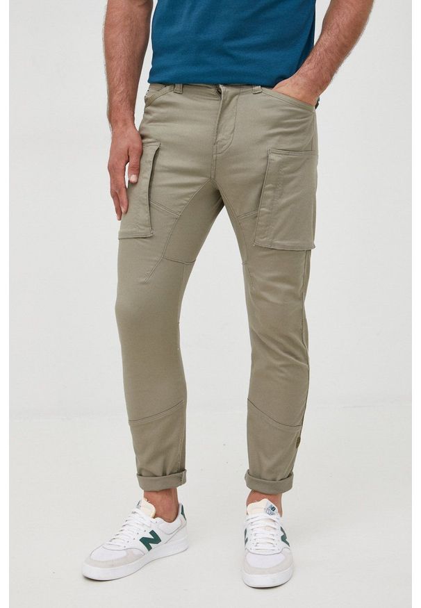G-Star RAW - G-Star Raw spodnie męskie kolor czarny dopasowane. Kolor: zielony. Materiał: poliester, bawełna, tkanina