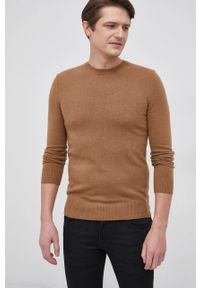 Sisley - Sweter z domieszką wełny. Okazja: na co dzień. Kolor: beżowy. Materiał: wełna. Długość rękawa: długi rękaw. Długość: długie. Styl: casual #5