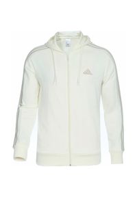 Adidas - Bluza męska adidas Essentials French Terry 3-Stripes Full-Zip Hoodie. Typ kołnierza: kaptur. Kolor: beżowy