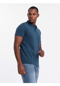 Ombre Clothing - Komplet męskich bawełnianych t-shirtów polo BASIC – biały/bordowy/ciemnoniebieski V4 - Rozmiar: S. Typ kołnierza: polo. Kolor: czerwony. Materiał: bawełna. Wzór: haft. Styl: klasyczny, sportowy #6
