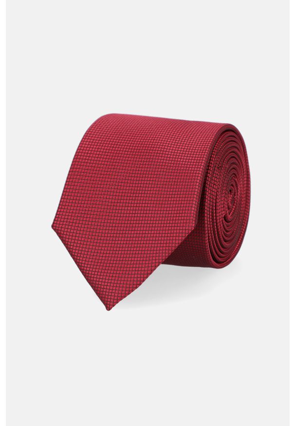 Lancerto - Krawat Bordowy. Kolor: czerwony. Materiał: mikrofibra
