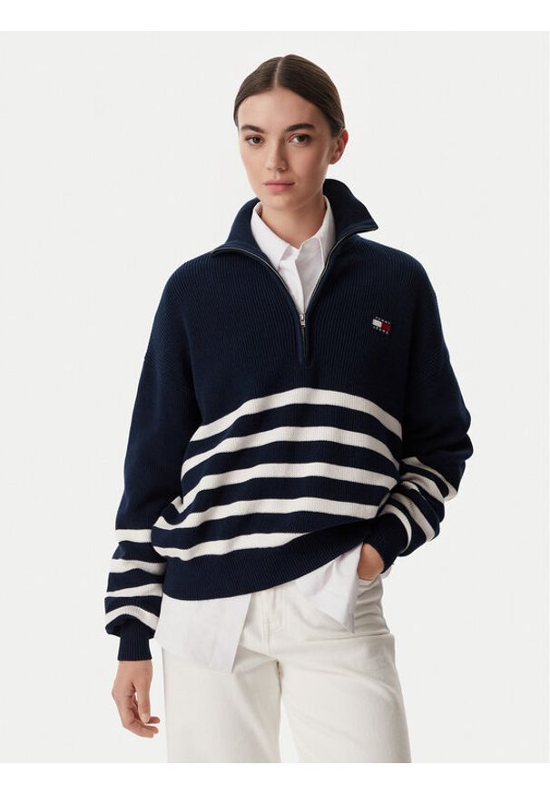 Tommy Jeans Sweter DW0DW22928 Granatowy Regular Fit. Kolor: niebieski. Materiał: bawełna
