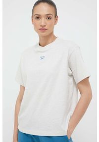 Reebok Classic t-shirt bawełniany kolor beżowy. Kolor: beżowy. Materiał: bawełna. Wzór: aplikacja. Styl: klasyczny #3
