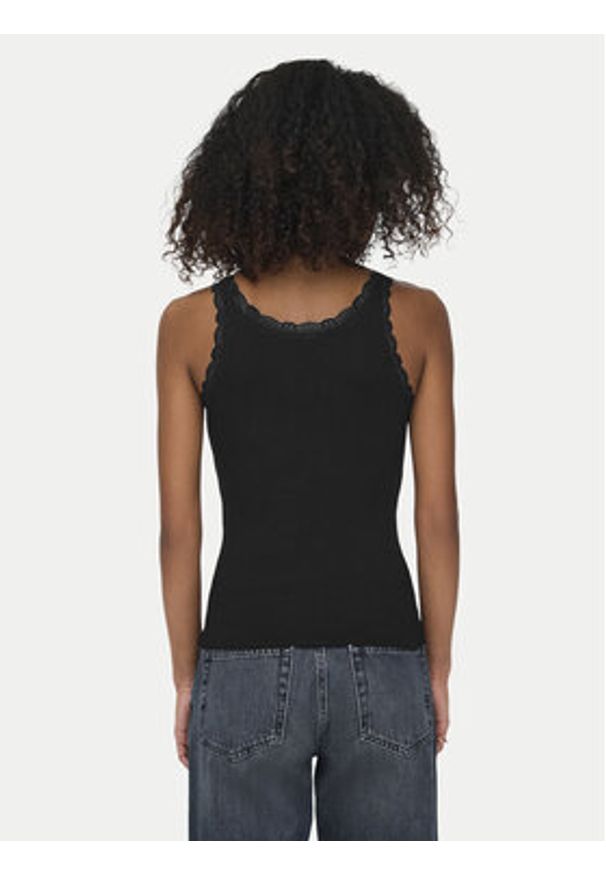 only - ONLY Top Sara 15345994 Czarny Slim Fit. Kolor: czarny. Materiał: bawełna