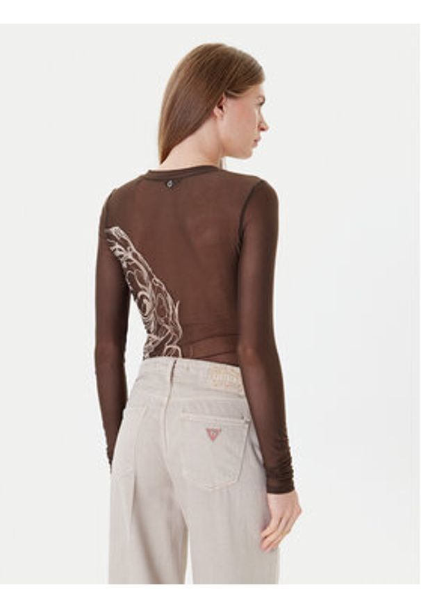 Guess Body W5YP06 KCZC2 Brązowy Regular Fit. Kolor: brązowy. Materiał: syntetyk