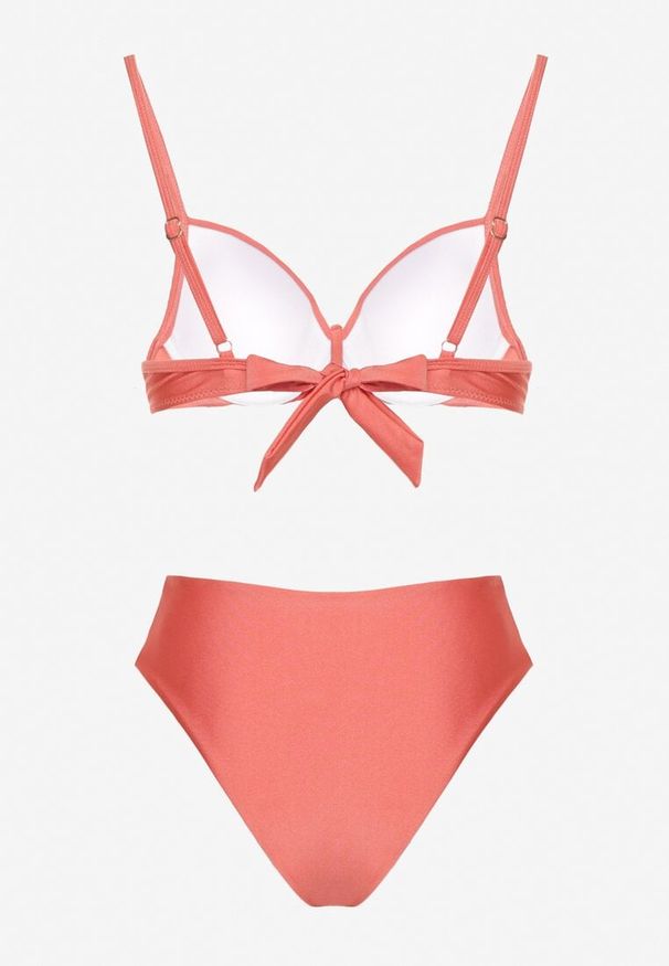 Born2be - Czerwone Bikini Biustonosz z Metaliczną Aplikacją i Majtki Figi Kinelisa. Kolor: czerwony. Wzór: aplikacja