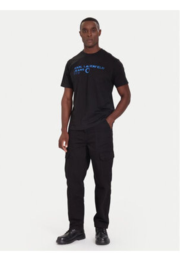 Karl Lagerfeld Jeans T-Shirt A4M17022 Czarny Regular Fit. Kolor: czarny. Materiał: syntetyk
