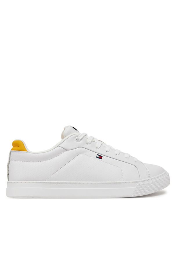 TOMMY HILFIGER - Tommy Hilfiger Sneakersy Icon Court Pinperf Lth FM0FM05483 Biały. Kolor: biały. Materiał: skóra